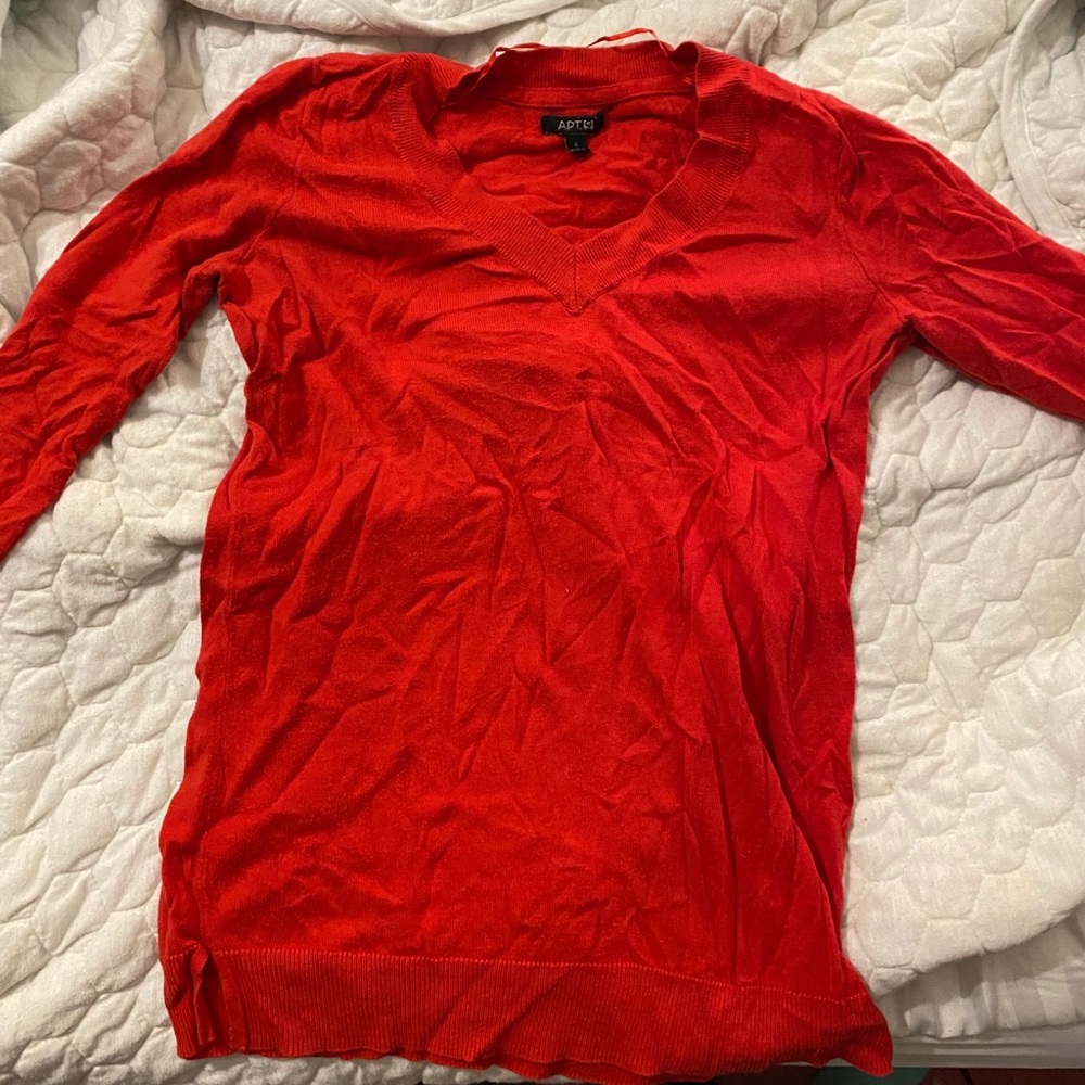 Red V neck sweater